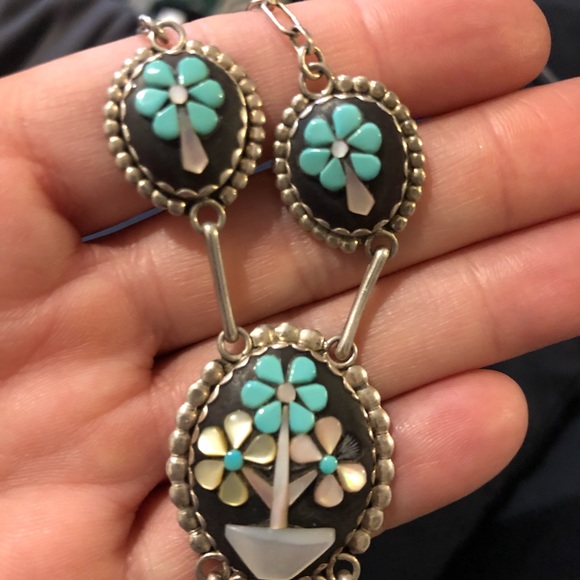 Stunning vintage Zuni sterling necklace - Picture 2 of 5